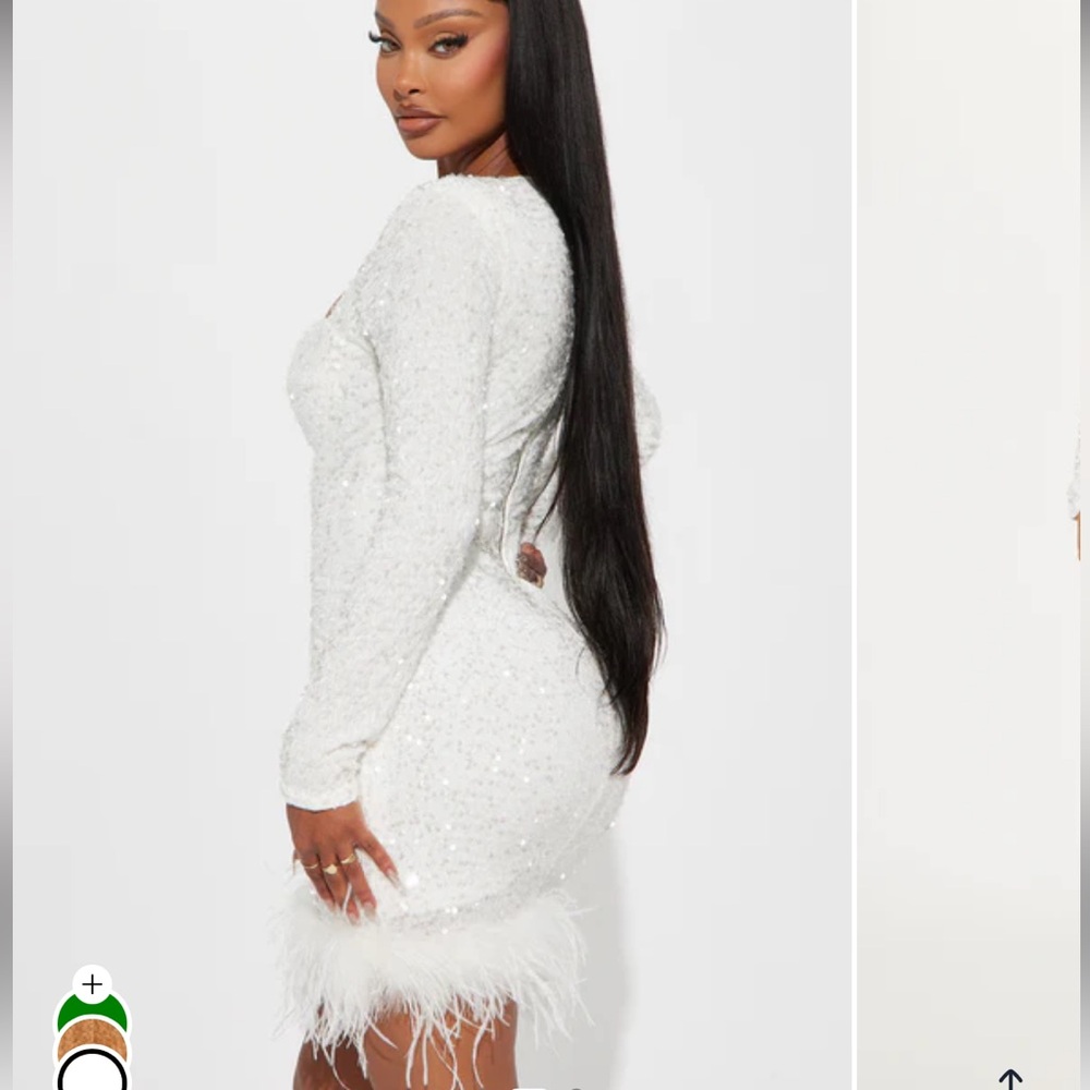Sequin Mini Dress - White Bridal Shower Dress